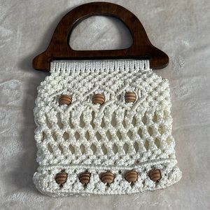 Vintage 70s Bohemian knitted tote purse